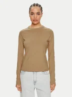 Bluzki damskie - Calvin Klein Bluzka Nano Logo K20K207572 Beżowy Regular Fit - miniaturka - grafika 1
