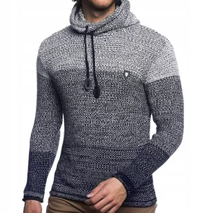 Sweter Męski z kapturem Cieniowany Bluza Melanż - Swetry męskie - miniaturka - grafika 1