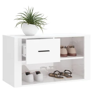 Szafka na buty, wysoki połysk, biała, 80x35x45 cm - Szafki na buty - miniaturka - grafika 5