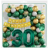 Balony i akcesoria - BALONY ZIELEŃ BUTELKOWA GIRLANDA BALONOWA ZESTAW 30 URODZINY ŚCIANKA - miniaturka - grafika 1