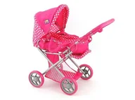 Wózki dla lalek - Wózek dla lalek głęboki różowy w białe kropki M1422 533929 ADAR - miniaturka - grafika 1