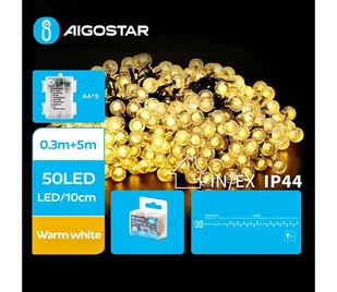 Aigostar - LED Zewnętrzny łańcuch bożonarodzeniowy 50xLED/3xAA/8 funkcji 5,3 m IP44 ciepła biel - Lampy ogrodowe - miniaturka - grafika 1