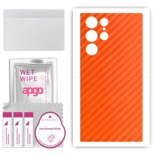 folia naklejka skórka strukturalna na TYŁ do Samsung Galaxy S24 Ultra - Carbon Pomarańczowy - apgo SKINS
