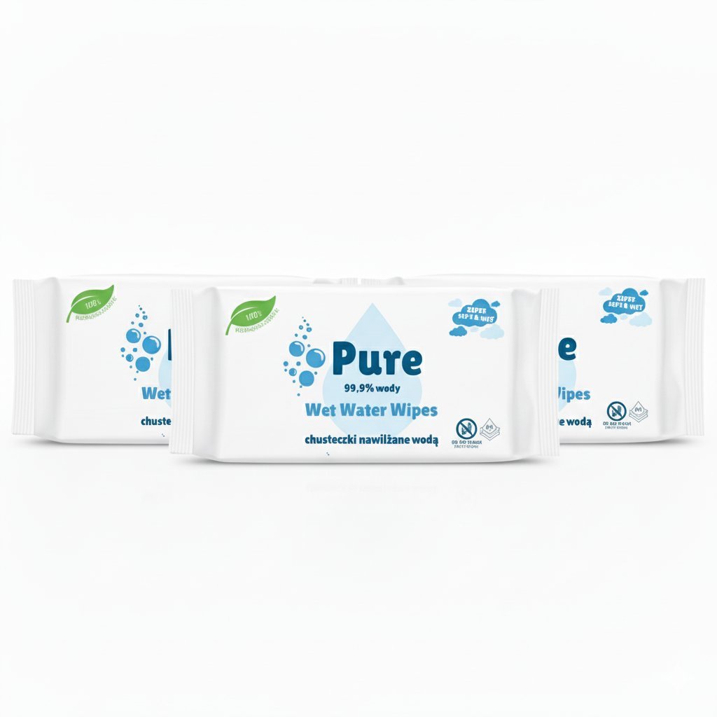 Pure chusteczki nawilżane Wet Water Wipes dla dzieci 99.9% wody szt. 3x60 szt.