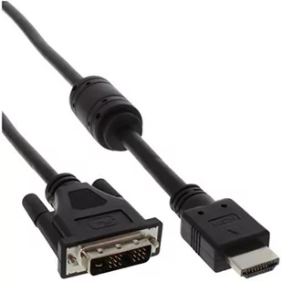 InLine 17661 przewód HDMI-DVI Adapter, 19 pinowe złącze, z ferrytu, wtyczka 18 + 1 1 m Czarny 17661 - Adaptery i przejściówki - miniaturka - grafika 2