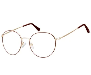 Okulary Lenonki okrągłe Oprawki optyczne 915G złoto-czerwone - Okulary korekcyjne, oprawki, szkła - miniaturka - grafika 1