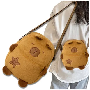 Mała Torebka pluszowa brązowa Kapibara pluszowa listonoszka na ramię - Torebki damskie - miniaturka - grafika 1