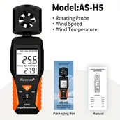 Inne - TEMU Cyfrowy anemometr AICEVOOS, przenośny miernik prędkości wiatru z temperaturą i wilgotnością, zasilany bateryjnie, materiał ABS, dokładność 0.1, - miniaturka - grafika 1