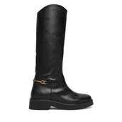 Kozaki damskie - Oficerki Tommy Hilfiger Horsebit Riding FW0FW08863 Czarny - miniaturka - grafika 1