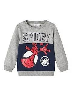 Bluzy dla chłopców - NAME IT Bluza chłopięca Nmmjubi Spidey Sweat Unb Mar, szary melanż, 92 - grafika 1