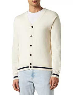 Hackett London Męski bawełniany jedwabny sweter kardigan, biały, S - Swetry męskie - miniaturka - grafika 1