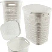 Kosze na bieliznę - KADAX Kosz Na Pranie Bieliznę z Pokrywą Pojemnik Duży 55L Biały - miniaturka - grafika 1