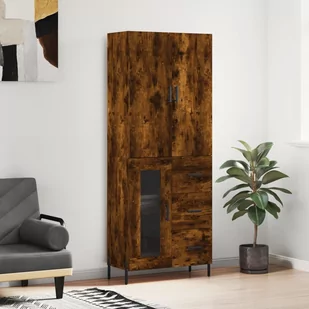 vidaXL Witrynka przydymiony dąb 69,5x34x180 cm materiał drewnopochodny - Witryny - miniaturka - grafika 1