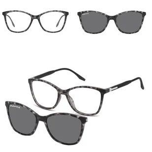 Damskie okulary pod korekcję z polaryzacyjną Nakładką przeciwsłoneczną na magnes CLIP-TRC-186A-1 - Okulary korekcyjne, oprawki, szkła - miniaturka - grafika 1