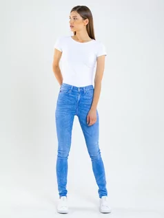 Spodnie damskie - Spodnie jeans damskie z wysokim stanem Clara 105 - grafika 1
