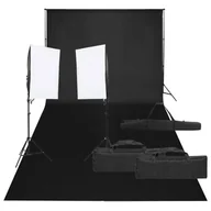 Lampy studyjne - vidaXL Fotograficzny zestaw studyjny z lampami i tłem - miniaturka - grafika 1