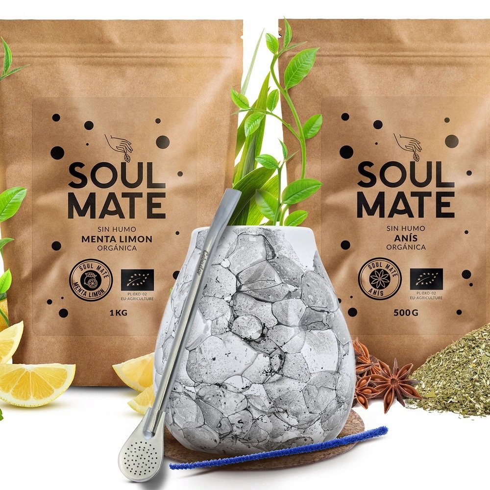 Zestaw Yerba Mate Soul Mate Organica 2x500g 1kg Tykwa Bombilla