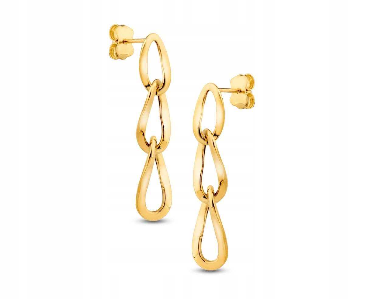 ZŁOTE KOLCZYKI WISZĄCE NA SZTYFT PANCERKI 585