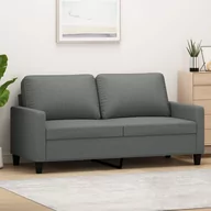 Sofy i kanapy - vidaXL Sofa 2-osobowa, ciemnoszara, 140 cm, tapicerowana tkaniną - miniaturka - grafika 1