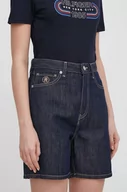 Spodenki damskie - Tommy Hilfiger szorty jeansowe damskie kolor granatowy gładkie high waist - miniaturka - grafika 1