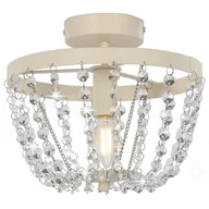 Lampy pozostałe - vidaXL Lampa sufitowa z kryształkami i koralikami, biała, okrągła, E14 - miniaturka - grafika 1