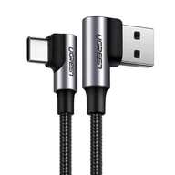 Kable USB - UGREEN kątowy kabel przewód USB - USB Typ C Quick Charge 3.0 QC3.0 3 A 2 m szary (US176 20857) - 2 US176 20857 - miniaturka - grafika 1