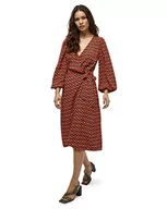 Sukienki - Desires Damska sukienka Andia z długim rękawem, do połowy łydki, ognista czerwień, XS, Ognisty czerwony nadruk, XS - miniaturka - grafika 1