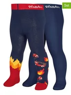 Rajstopy dziecięce - Playshoes Rajstopy (2 pary) w kolorze granatowo-czerwonym - miniaturka - grafika 1