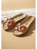 Klapki i japonki damskie - BABUNKERS Family Skórzane klapki w kolorze brązowym - miniaturka - grafika 1