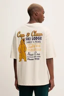 Koszulki męskie - New Era t-shirt bawełniany męski kolor beżowy z nadrukiem 60684387 - miniaturka - grafika 1