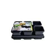 Pozostałe akcesoria do uprawy roślin - Doniczki z podstawkami 8 x 8 cm 6 komórek czarny 2 sztuki - miniaturka - grafika 1