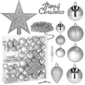 Bombki - Bombki choinkowe 51 szt. ozdoby świąteczne srebrny CA0125 - miniaturka - grafika 1