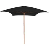 Parasole ogrodowe - vidaXL Parasol ogrodowy na drewnianym słupku czarny 200x300 cm  313760 - miniaturka - grafika 1