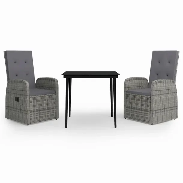 Zestaw Mebli Ogrodowych Rattan PE, Stal Szklany Stół 80x80x74 cm, Krzesł