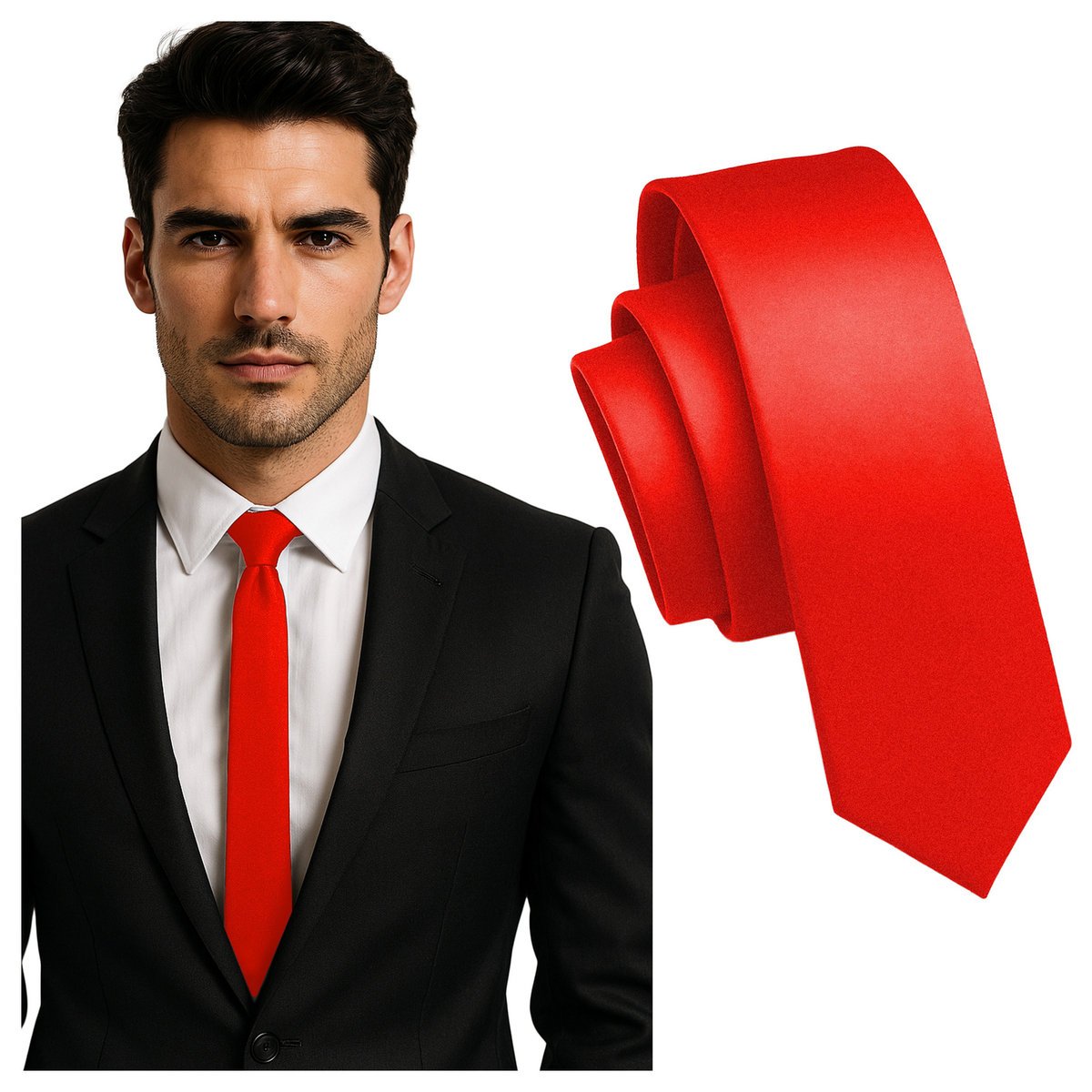 Krawat śledzik czerwony