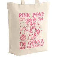 Torby i wózki na zakupy - Torba bawełniana z dnem na zakupy 42x38 Chappell Roan Pink Pony Club - miniaturka - grafika 1