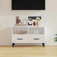 Szafki RTV - Lumarko Szafka pod TV, biała, wysoki połysk, 80x36x50 cm - miniaturka - grafika 1