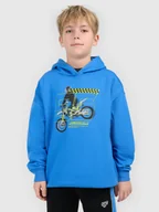 Bluzy dla chłopców - 4F Bluza dresowa loose z kapturem chłopięca - niebieska 146/152 (10-12 lat) - miniaturka - grafika 1
