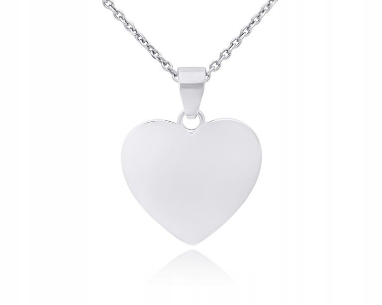 Łańcuszek srebrny z zawieszką serce + Grawer naszyjnik damski pr.925