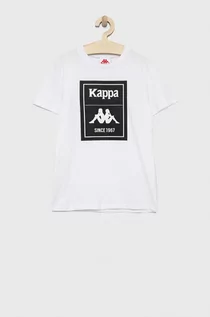 Koszulki dla chłopców - Kappa t-shirt bawełniany dziecięcy kolor biały z nadrukiem - grafika 1