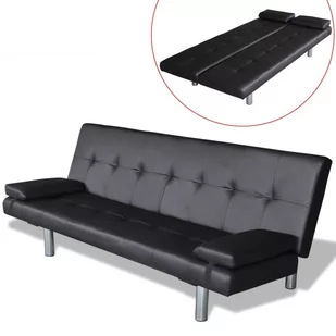 vidaXL Czarna sofa z dwoma poduszkami - Sofy i kanapy - miniaturka - grafika 1