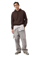 Bluzy męskie - TRENDYOL MAN BLUZA MĘSKA Z KAPTUREM BRĄZOWA GŁADKA BAWEŁNA POLIESTER S 5DA - miniaturka - grafika 1