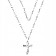 Łańcuszki - Łańcuch srebrny pancerka Krzyżyk pr. 925 55 cm - miniaturka - grafika 1