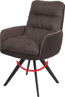 Krzesła - Krzesło do jadalni HWC-G66, krzesło kuchenne, obrotowe, automatyczna pozycja tkanina/tkanina MVG ~ brązowo-ciemnobrązowy, z podłokietnikiem - miniaturka - grafika 1