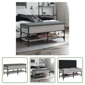 Szafki na buty - The Living Store Ławka na buty szara Sonoma 102x42x45 cm Materiał drewnopochodny - miniaturka - grafika 1