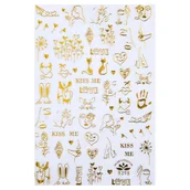 Ozdoby do paznokci - Naklejki do paznokci cienkie samoprzylepne walentynkowe złote Nr R398 - miniaturka - grafika 1