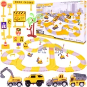 Samochody i pojazdy dla dzieci - Kolejka Tor Samochodowy Auta Budowlane 255 elementów - miniaturka - grafika 1