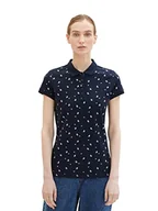 Koszulki i topy damskie - TOM TAILOR Damska koszulka polo Basic Slim Fit, 32835 - Granatowy (Offwhite Flower), XS - miniaturka - grafika 1