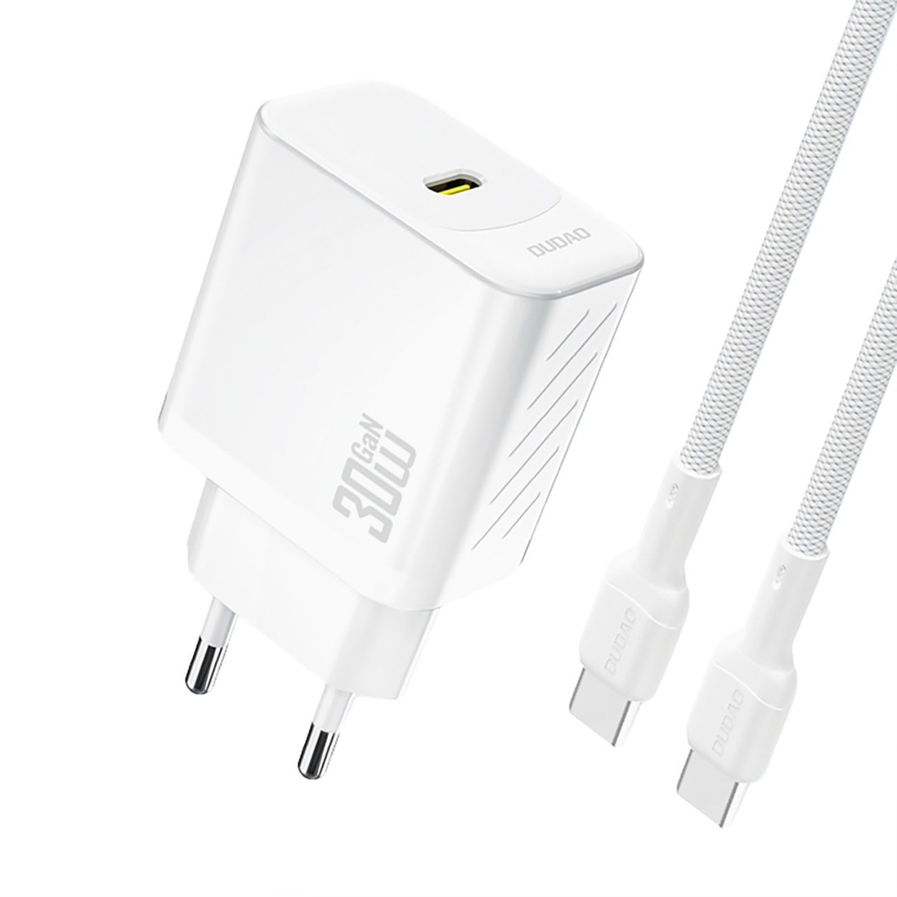 Ładowarka sieciowa USB-C z kablem USB-C GaN PD 30W - biała Ładowarka sieciowa USB-C z kablem USB-C GaN PD 30W - biała