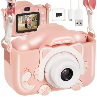 Aparat dla Dzieci Cyfrowy Kamera + Karta 32gb Fotograficzny Full HD Kotek KRUZZEL - Zabawki interaktywne dla dzieci - miniaturka - grafika 1